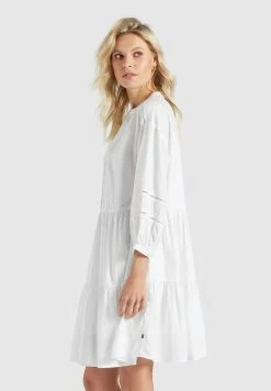 Khujo Robes Fluides Robe-chemise Crepes Femme Blanc -Magasin de vêtements Khujo pas cher 218c64a8da298f23839a2b6c1d46e287