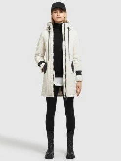 Khujo Manteaux De Mi-saison Manteau Mi-saison Jerry Femme Blanc Cassé -Magasin de vêtements Khujo pas cher 3044d15d353e854ecbfc7d1d44d13f1d