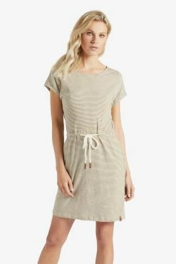 Khujo Robes En Jersey Robe ANNEMARIE Femme Beige / Blanc -Magasin de vêtements Khujo pas cher 5388de143bed53c32c7cdb2110e50db6