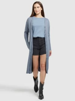 Khujo Gilets Cardigan Elina Femme Bleu -Magasin de vêtements Khujo pas cher 7039895826a10b4ba6c501651442965f