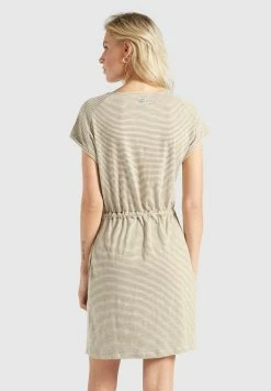 Khujo Robes En Jersey Robe ANNEMARIE Femme Beige / Blanc -Magasin de vêtements Khujo pas cher 9d1eb71f57d18a3fe087adf670c807ee